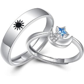 Couples Gifts Promise Rings for Couples Matching Sun and Moon Ring for Him and Her Adjustable Couple Rings for Boyfriend Girlfriend Gifts for Wedding Christmas Valentines Day Gifts