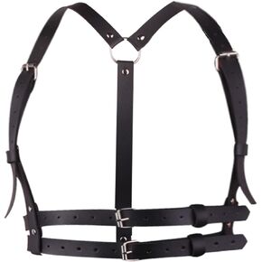 Harness for Women Harness Belt Belly Chain Jewelry for Women Body Double Leather Belt Restraint Belt Festival Dance Club Party Black