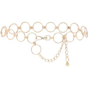 Chain Belts for Women Dress O-Ring Metal Waist Gold Silver Belt