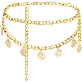 Liutufy MultiLayer Metal Waist Chain Belly Waist Chain Punk Body Chain for Women and Girls