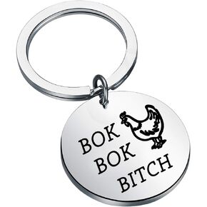 ENSIANTH Funny Chicken Keychain Chicken Lover Gift Bok Bok Bitch Crazy Rich Asians Inspired Gift for Friend