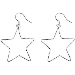 Minimalist Star Dangle Earrings for Women Girls 925 Sterling Silver Hypoallergenic Hollow Charms Drop Dangling Hook Stud Fashion Lightweight Birthday Christmas Party Jewelry Gifts