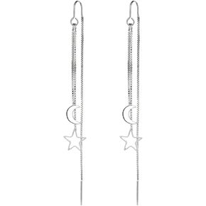 أزياء أنيقة القمر ستار شرابة خيط قطرة تتدلى الأقراط الحد الأدنى الجوف نجمة الفضة مطلي سلسلة طويلة الأقراط المتدلية هيبوالرجينيك مجوهرات هدايا للنساء الفتيات in Kuwait