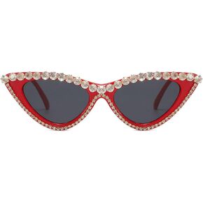 mincl/ Bling Sunglasses Crystal Rhinestone Shades Retro Half Rim Women Cat Eyewear