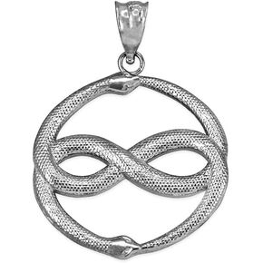 LA BLINGZ Sterling Silver Double Ouroboros Infinity Snakes Charm Pendant