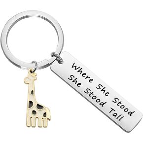 FEELMEM Giraffe Gifts Giraffe Jewelry Giraffe Keychain Where She Stood She Stood Tall Keychain