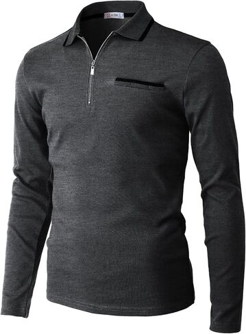 قميص بولو رجالي كاجوال بمقاس نحيف من H2H، تصميم أساسي خفيف الوزن وأكمام طويلة in Kuwait