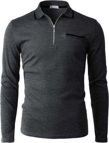 قميص بولو رجالي كاجوال بمقاس نحيف من H2H، تصميم أساسي خفيف الوزن وأكمام طويلة in Kuwait