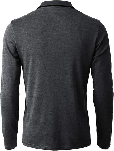 قميص بولو رجالي كاجوال بمقاس نحيف من H2H، تصميم أساسي خفيف الوزن وأكمام طويلة in Kuwait