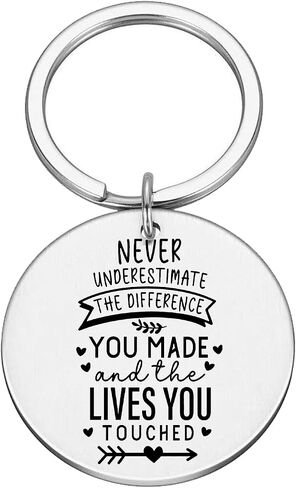Coworker Keychain,Colleague Leaving Gift,Teacher Retirement Gifts for Women,Thank You Gift,Never Underestimate The Difference You Make #K31, Silver, M in Saudi Arabia