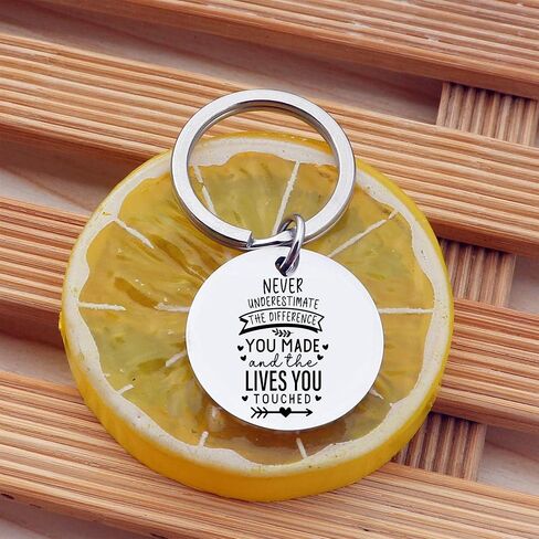Coworker Keychain,Colleague Leaving Gift,Teacher Retirement Gifts for Women,Thank You Gift,Never Underestimate The Difference You Make #K31, Silver, M in Saudi Arabia