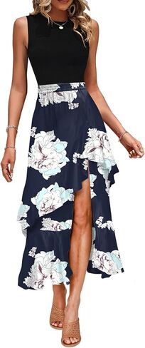 Dokotoo Women's Summer 2024 Maxi Dress Spaghetti Strap Spring Casual Boho Split Beach Long Flowy Dresses Trendy in Saudi Arabia