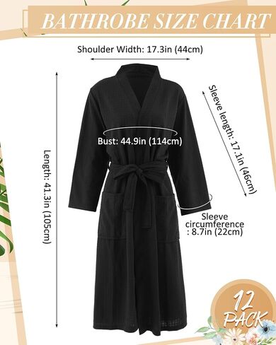 12 Pcs Women's Bath Robe Bulk for Birthday Party Commercial Soft Thin Spa Waffle Robes in Saudi Arabia