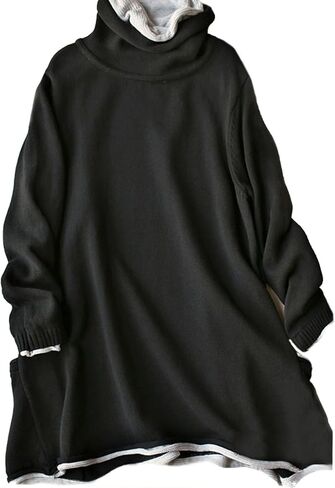 MedeShe Womens 100% Cotton Turtleneck Long Sleeve Casual Pullover Sweater Knit Loungewear in Saudi Arabia
