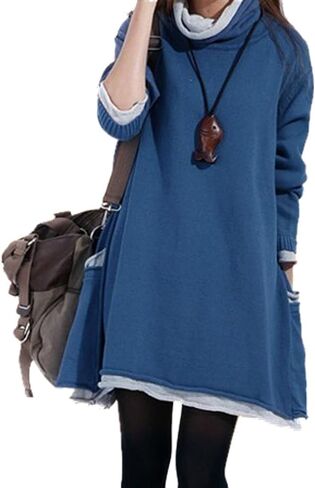 MedeShe Womens 100% Cotton Turtleneck Long Sleeve Casual Pullover Sweater Knit Loungewear in Saudi Arabia
