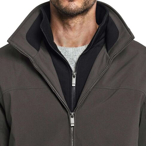 سترة رجالية مقاومة للطقس بتقنية Ultra Tech، معطف بغطاء رأس وسحاب مزدوج طارد للماء in Kuwait