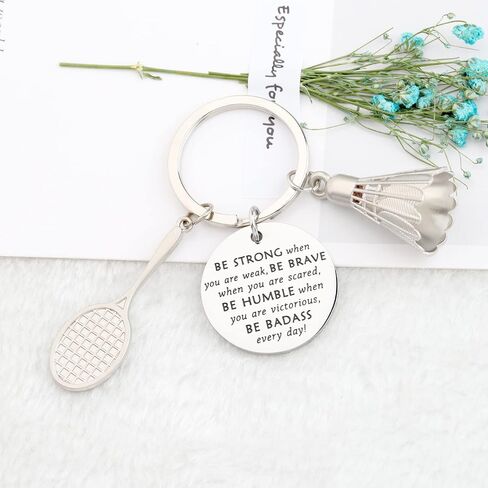 MYOSPARK Badminton Keychain Badminton Lover Gift Badminton Players Gifts Be Strong Be Brave Be Humble Be Badass Everyday in Saudi Arabia