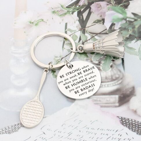 MYOSPARK Badminton Keychain Badminton Lover Gift Badminton Players Gifts Be Strong Be Brave Be Humble Be Badass Everyday in Saudi Arabia