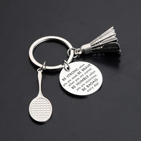 MYOSPARK Badminton Keychain Badminton Lover Gift Badminton Players Gifts Be Strong Be Brave Be Humble Be Badass Everyday in Saudi Arabia