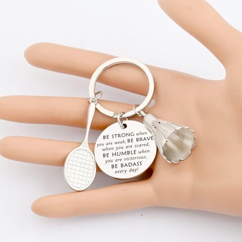 MYOSPARK Badminton Keychain Badminton Lover Gift Badminton Players Gifts Be Strong Be Brave Be Humble Be Badass Everyday in Saudi Arabia