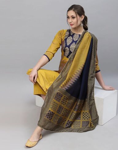 مجموعة كورتا بلازو مستقيمة مطبوعة من قماش التفتا للسيدات مع وشاح in Kuwait