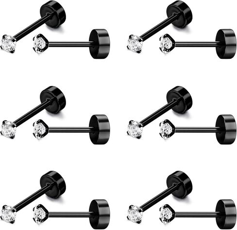 الفولاذ المقاوم للصدأ 2 مم تشيكوسلوفاكيا أقراط للرجال النساء 18G الغضروف أقراط مسمار ثقب صغير مكعب زركونيا أقراط مسمار أقراط صغيرة المسمار شقة الظهر مجموعة الأقراط in Kuwait