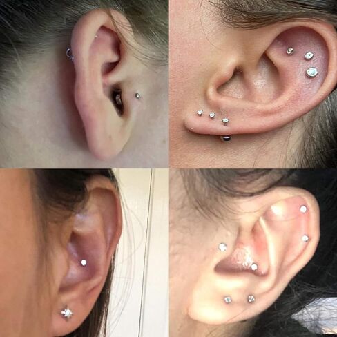 الفولاذ المقاوم للصدأ 2 مم تشيكوسلوفاكيا أقراط للرجال النساء 18G الغضروف أقراط مسمار ثقب صغير مكعب زركونيا أقراط مسمار أقراط صغيرة المسمار شقة الظهر مجموعة الأقراط in Kuwait