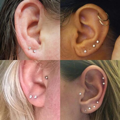 الفولاذ المقاوم للصدأ 2 مم تشيكوسلوفاكيا أقراط للرجال النساء 18G الغضروف أقراط مسمار ثقب صغير مكعب زركونيا أقراط مسمار أقراط صغيرة المسمار شقة الظهر مجموعة الأقراط in Kuwait