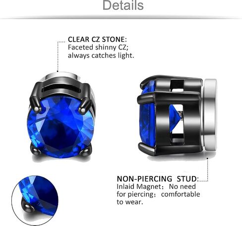 4 Pairs Stainless Steel Magnetic Stud Earrings for Men Women CZ Magnet Non Pierced Clip On Earrings Set 6MM in Saudi Arabia