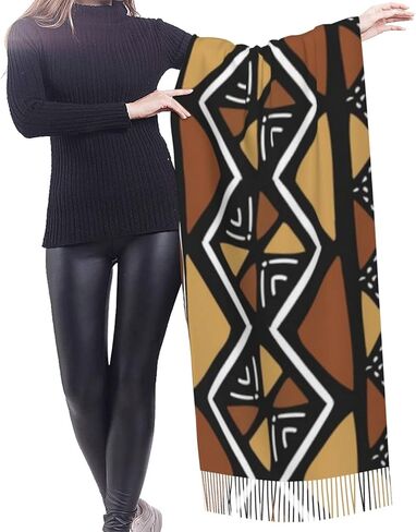 وشاح للنساء من ويتكلو، شال بملمس الكشمير بنمط افريقي ناعم ودافئ، وشاح بطانية للنساء 71 × 27 انش، ملون، 71 × 27 انش in Kuwait