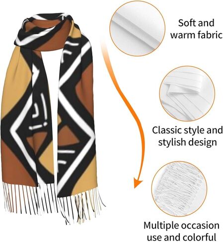 وشاح للنساء من ويتكلو، شال بملمس الكشمير بنمط افريقي ناعم ودافئ، وشاح بطانية للنساء 71 × 27 انش، ملون، 71 × 27 انش in Kuwait