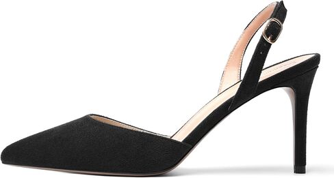 ROSERWISH Womens Wedding Comfortable Buckle Dress Suede Pointed Toe Backstrap Stiletto High Heel Pumps Shoes 3.3 Inch in Kuwait
