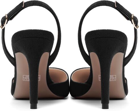 ROSERWISH Womens Wedding Comfortable Buckle Dress Suede Pointed Toe Backstrap Stiletto High Heel Pumps Shoes 3.3 Inch in Kuwait