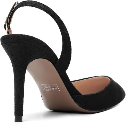 ROSERWISH Womens Wedding Comfortable Buckle Dress Suede Pointed Toe Backstrap Stiletto High Heel Pumps Shoes 3.3 Inch in Kuwait