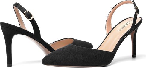 ROSERWISH Womens Wedding Comfortable Buckle Dress Suede Pointed Toe Backstrap Stiletto High Heel Pumps Shoes 3.3 Inch in Kuwait