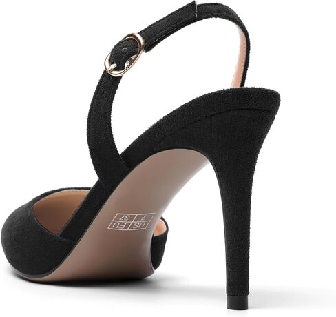 ROSERWISH Womens Wedding Comfortable Buckle Dress Suede Pointed Toe Backstrap Stiletto High Heel Pumps Shoes 3.3 Inch in Kuwait