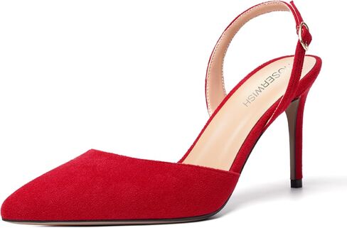 ROSERWISH Womens Wedding Comfortable Buckle Dress Suede Pointed Toe Backstrap Stiletto High Heel Pumps Shoes 3.3 Inch in Kuwait