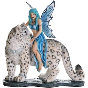 Pacific Giftware Decorative Companion Fairy Hima with Snow Leopard Collectible Decorative Statue 8H