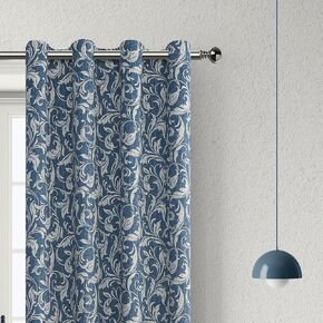 Blue Floral Vintage Curtains for Farmhouse Living Room,Window Drapes with Scroll Floral Pattern,80% Blackout Curtains for bedroom,Grommet Top Thermal Insulated Curtains 52x96 Inch 2 Panels