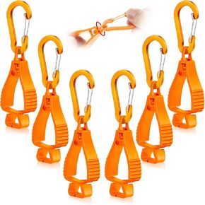 6 Pieces Glove Grabber Clip Holder Work Safety Keeper Clamp Catcher for Belt Loop Guard Worker (Orange)