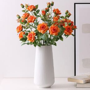 White Ceramic Vase for Flowers,Modern Minimalist Vase Home Decor,White Ribbed Vase for Pampas Grass,Decorative Flower Vases for Fireplace Bedroom Kitchen Living Room Centerpieces(8 inch)