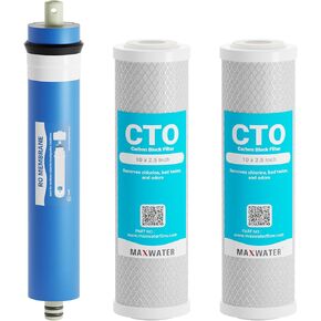 Max Water Combo RO Filter Replacement Set 2 Carbon Filters and RO Membrane