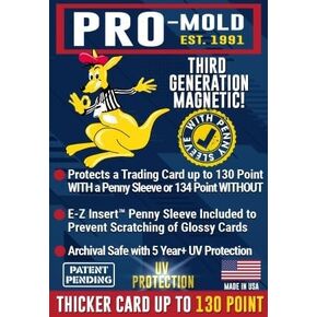 Display Box of (18) Pro-Mold 130pt 3rd Generation Magnetic Card Holders with E-Z Insert Sleeve and Arrowhead Corners