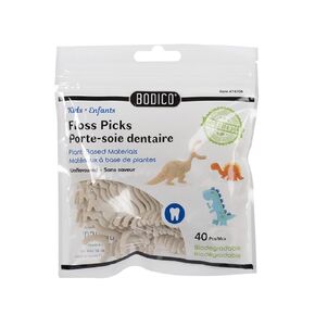 Bodico Mint Biodegradable Eco-Friendly Floss Picks, 40pcs, Beige