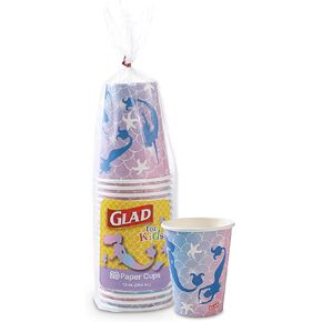 Glad for Kids Mermaids 12oz Paper Cups Soak Proof | Mermaids Kids Drinking Cups 12 Ounces | Mermaids Paper Cups for Everyday Use | 12 oz Paper Cups 20 Ct
