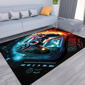 Game Area Rug Teen Boys Carpet, 3D Gaming Rugs Gamepad Controller Mat for Boys Girls Bedroom Playroom, Non-Slip Gamer Rugs Children Gaming Area Rugs (3D Game Pattern 2, 63" x 47")