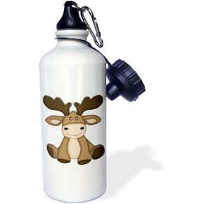 3dRose Cute Sitting Moose Illustration-Sports Water Bottle, 21oz , 21 oz, Multicolored