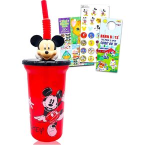 Mickey Mouse Water Bottle for Kids, Girls, Boys - 3 Pc Mickey Mouse School Supplies Bundle with 15oz Mickey Drinking Bottle, Create a Face Sticker Book and More | Mickey Mouse Buddy Sips for Kids in Saudi Arabia