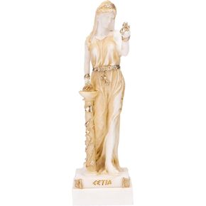 Hestia Goddess of the hearth, home family, and the state Statue Gold Tone 6.2 Inches