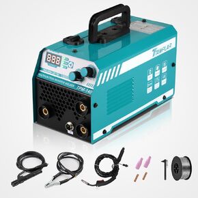 MIG Welder 110V 140AMP Flux Core Welder MMA/FLUX MIG/LIFT TIG - 3 في 1 آلة لحام بدون غاز مع شاشة LCD IGBT لحام عاكس TPM-140L